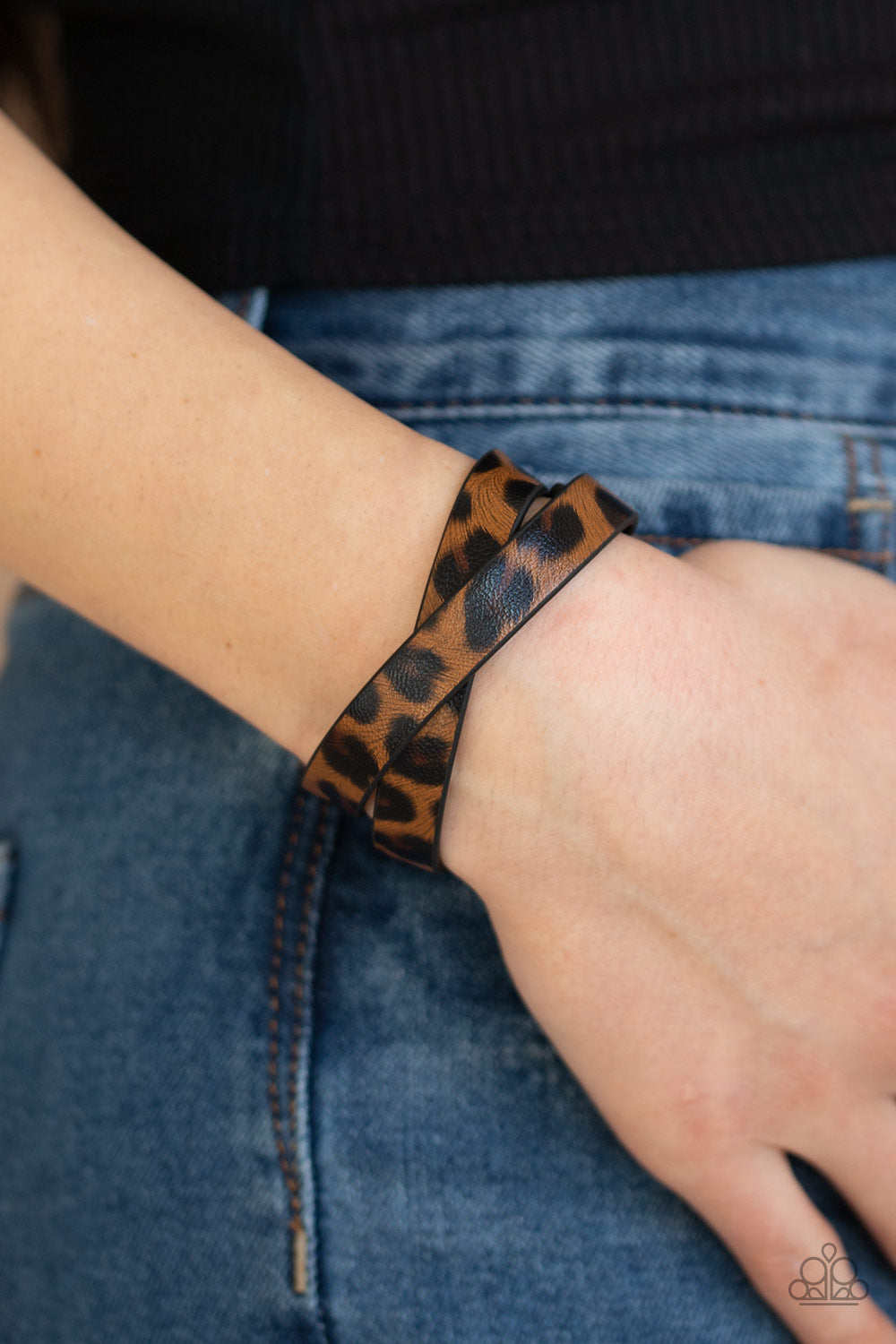 All Grrirl Long Brown Cheetah Wrap Bracelet