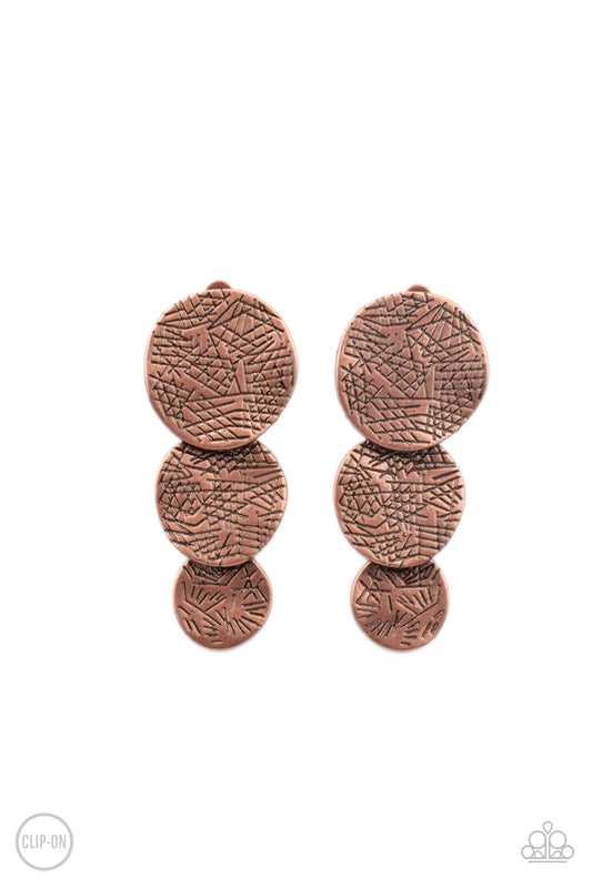 Ancient Antiquity Copper Clip On Earrings