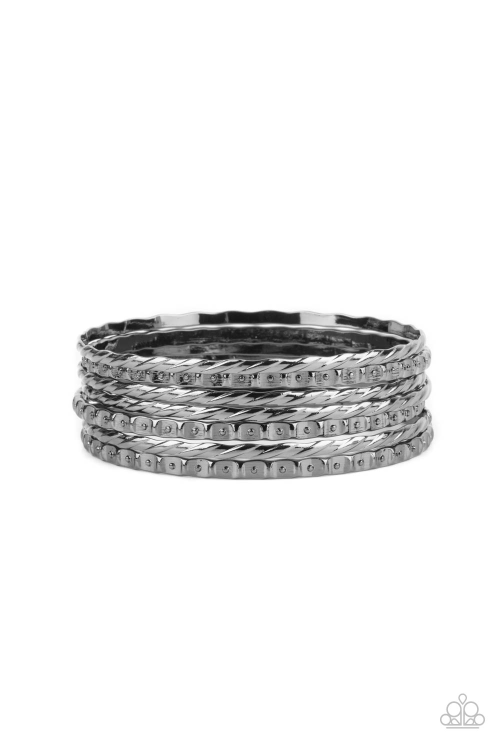 Back to Back Stacks Gunmetal Bangles