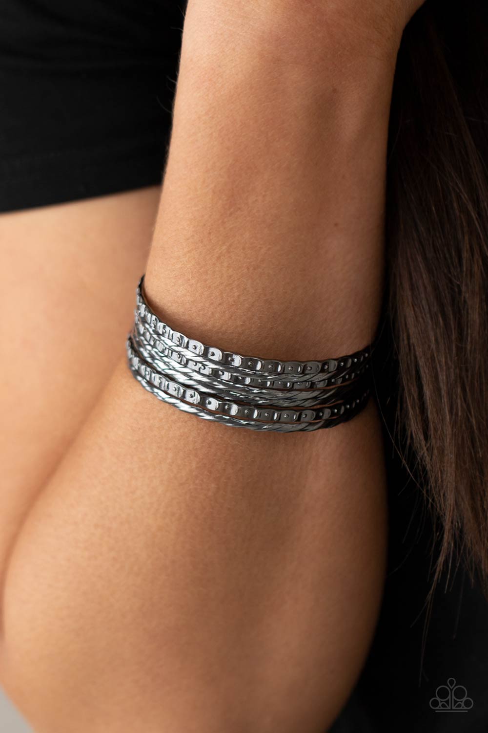 Back to Back Stacks Gunmetal Bangles