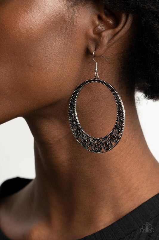 Bodaciously Blooming Black Earrings