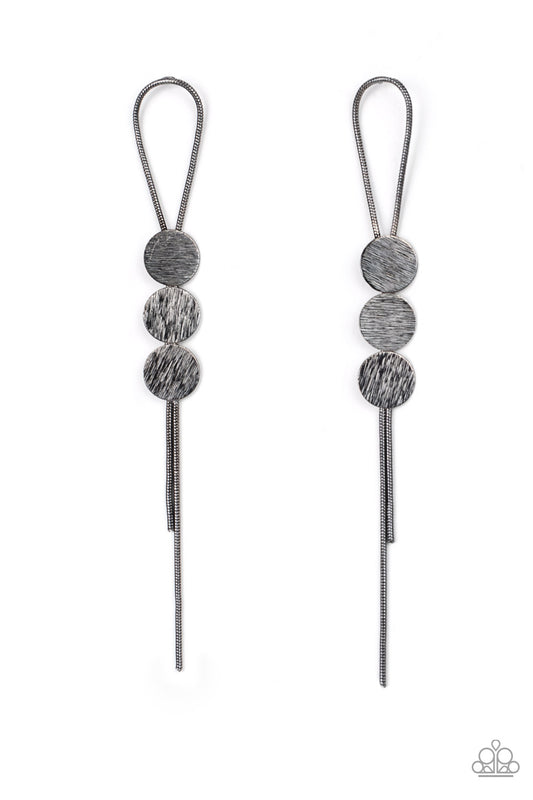 Bolo Beam Gunmetal Earrings