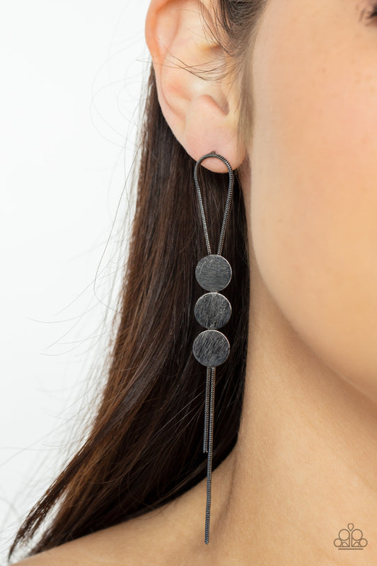 Bolo Beam Gunmetal Earrings