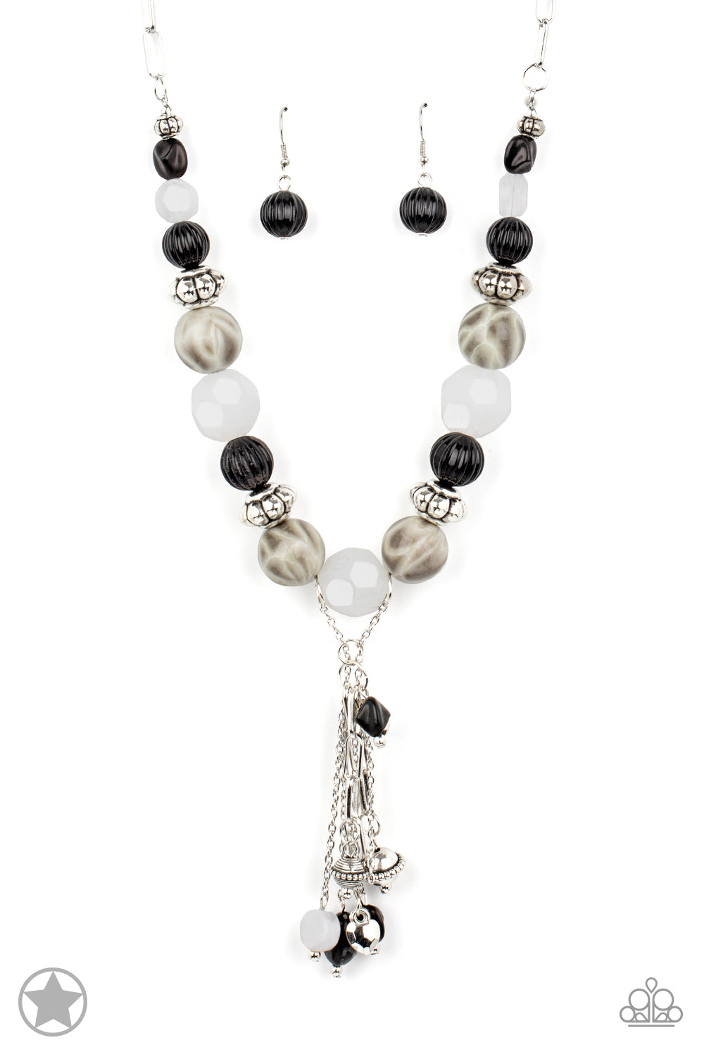 Break A Leg Black Marble Necklace (Blockbuster)