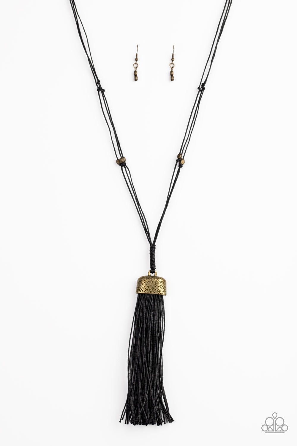 Brush It Off Long Brass Tassel Necklace