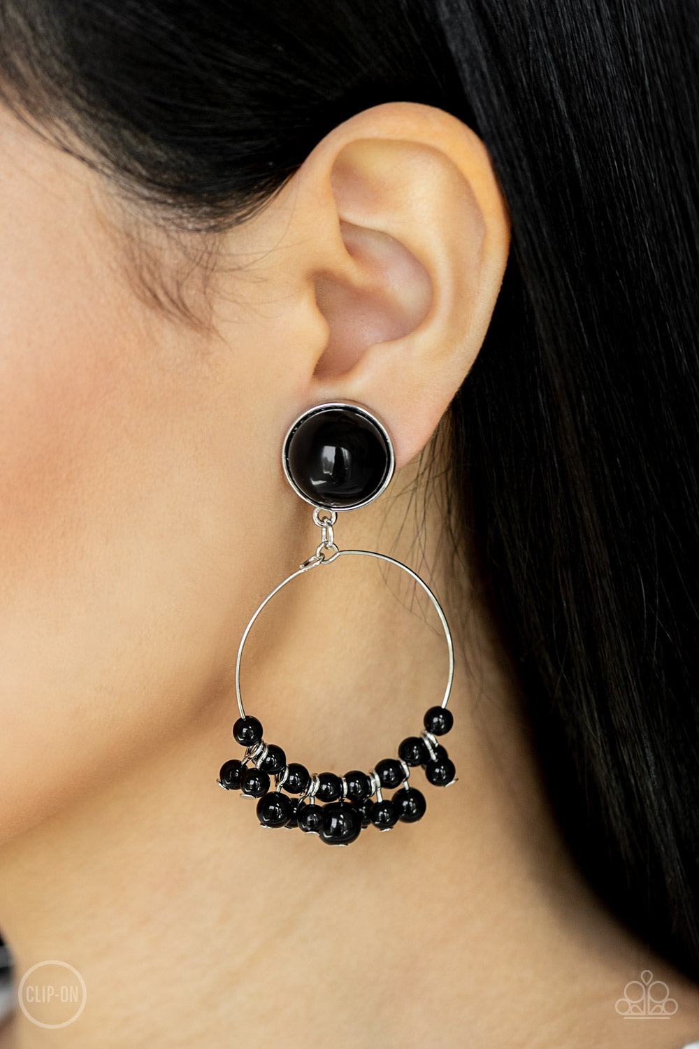 Cabaret Charm Black Clip On Earrings