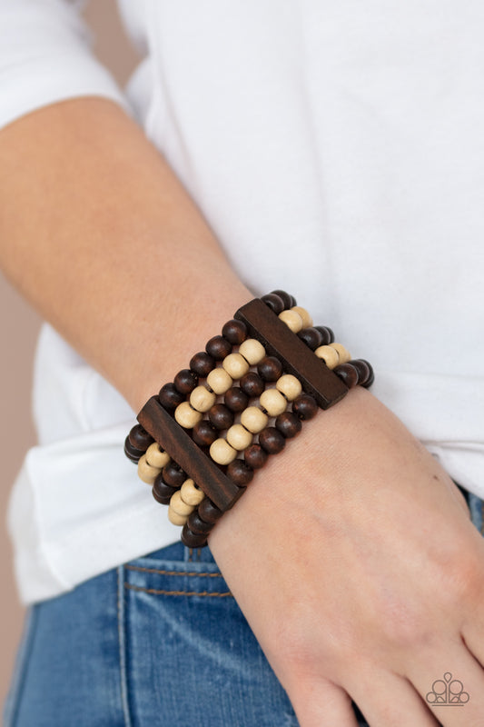 Caribbean Catwalk Brown Wood Bracelet