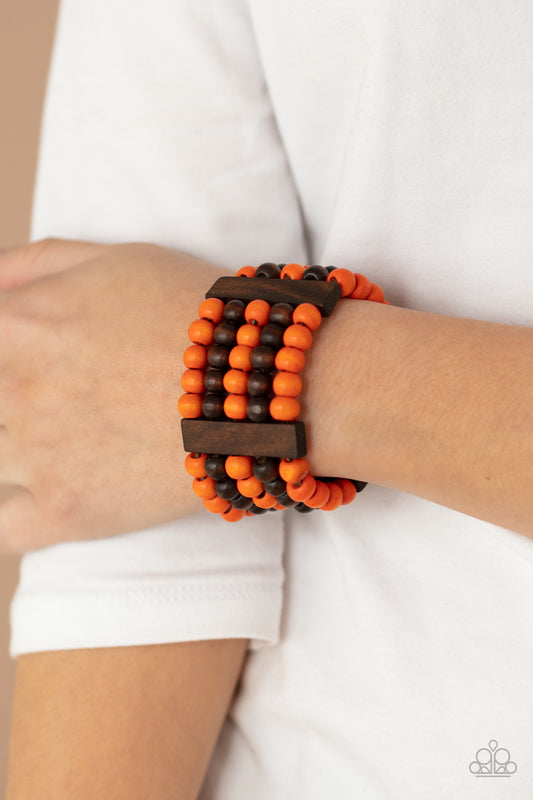 Caribbean Catwalk Orange Wood Bracelet