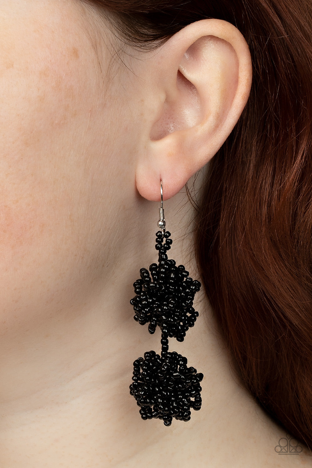 Celestial Collision Black Seedbead Earrings