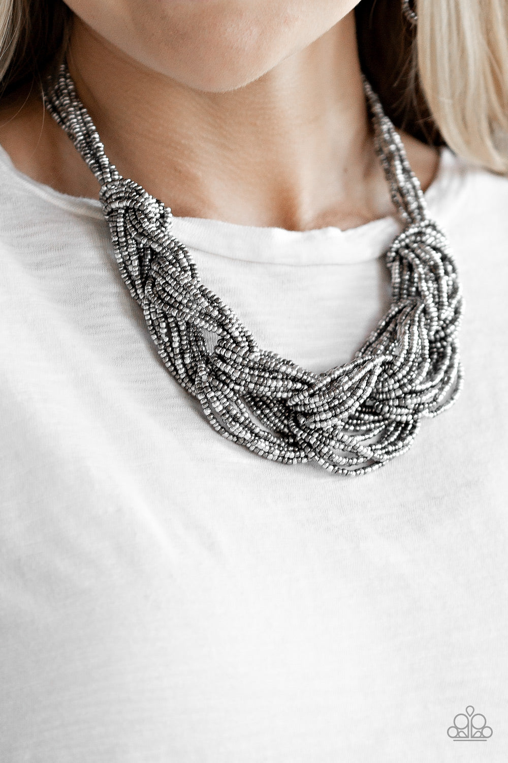 City Catwalk Silver Seedbead Necklace