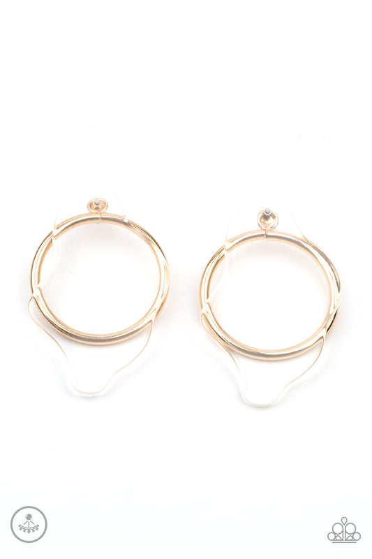 Clear the Way Gold Acrylic Post Earrings