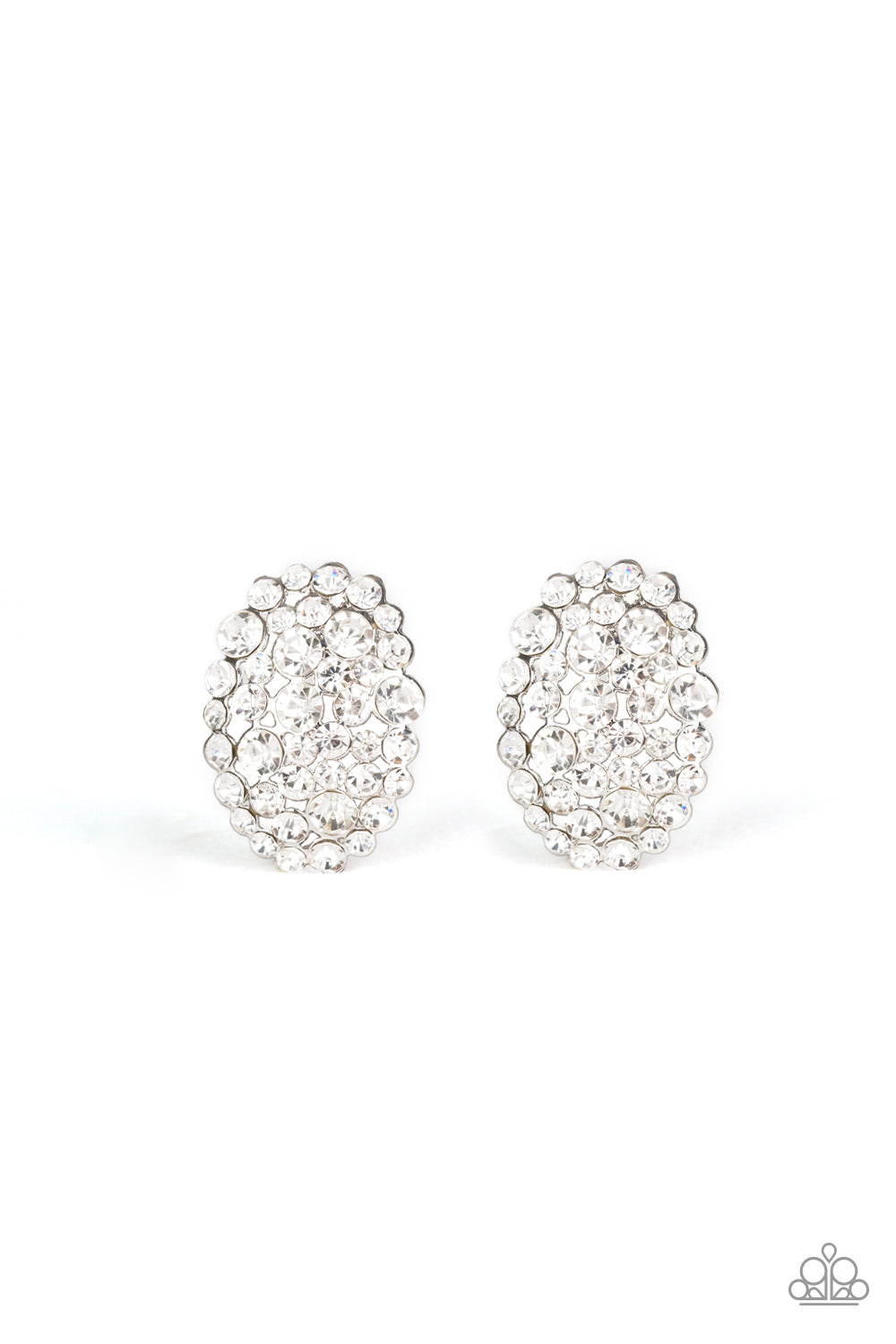 Daring Dazzle Silver Rhinestone Post Earrings