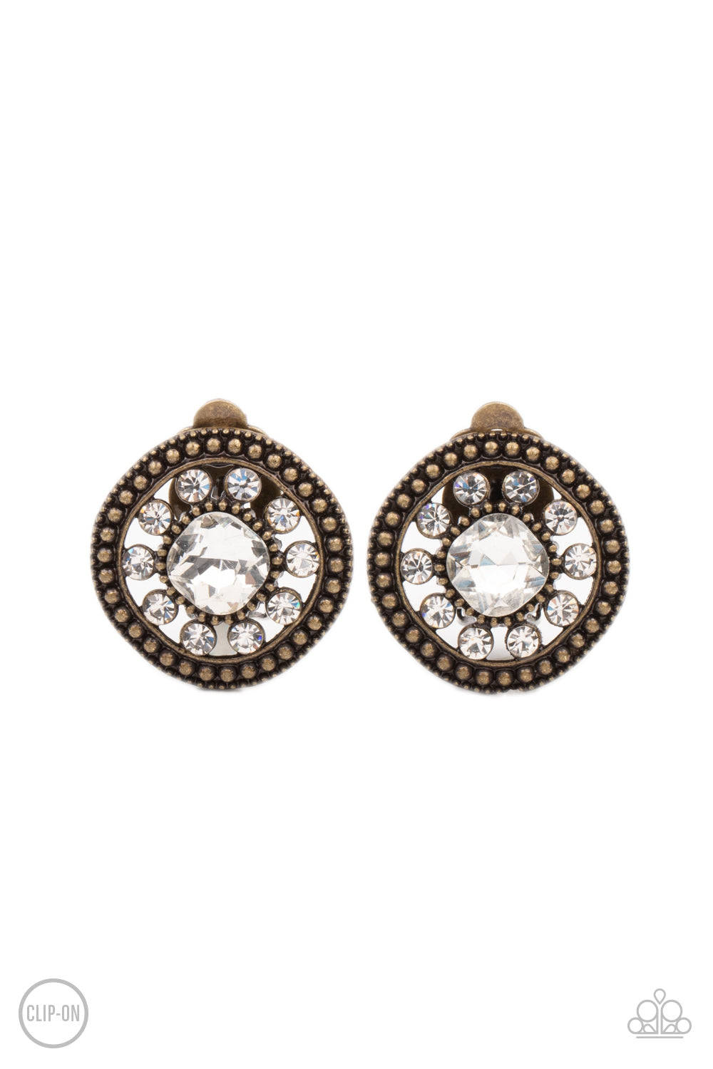 Dazzling Definition Brass Clip On Earrings