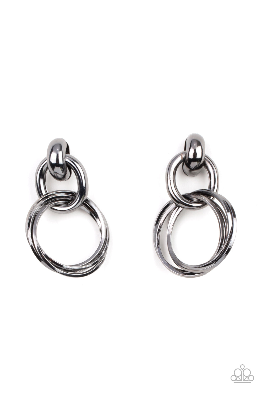 Dynamically Linked Gunmetal Post Earrings