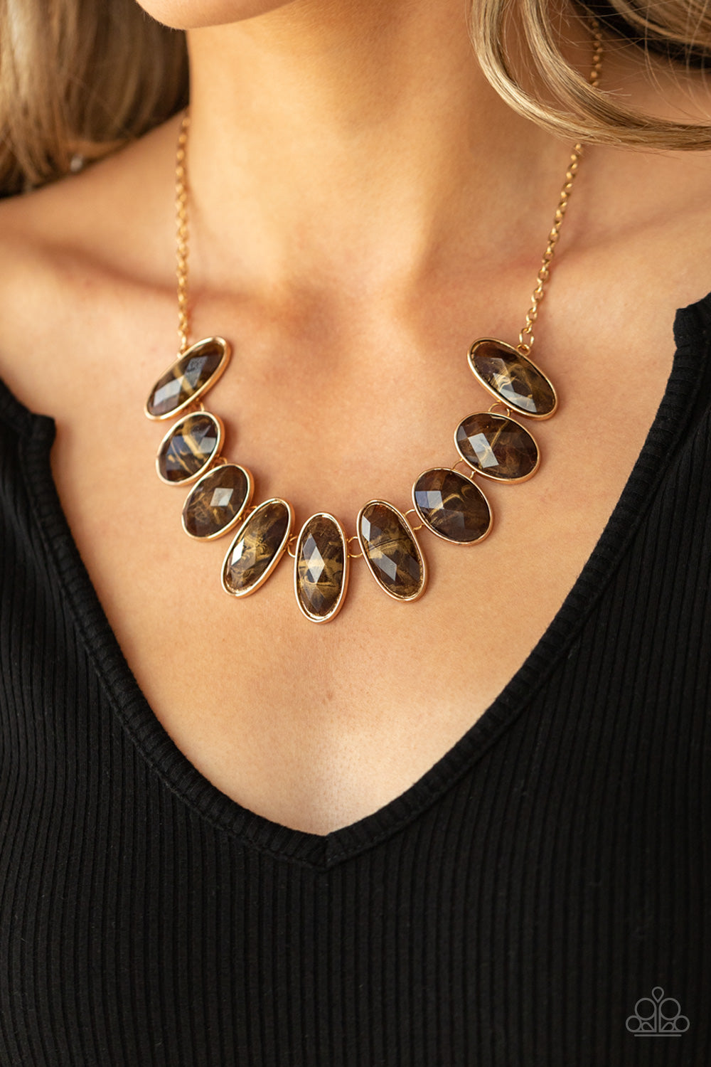 Elliptical Episode Brown Necklace