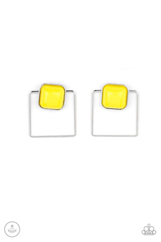 Flair and Square Yellow Post Earrings