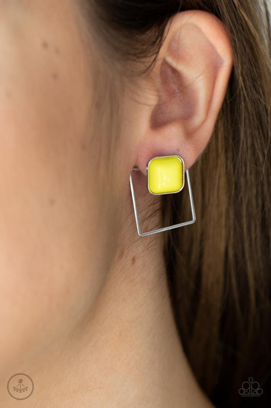 Flair and Square Yellow Post Earrings