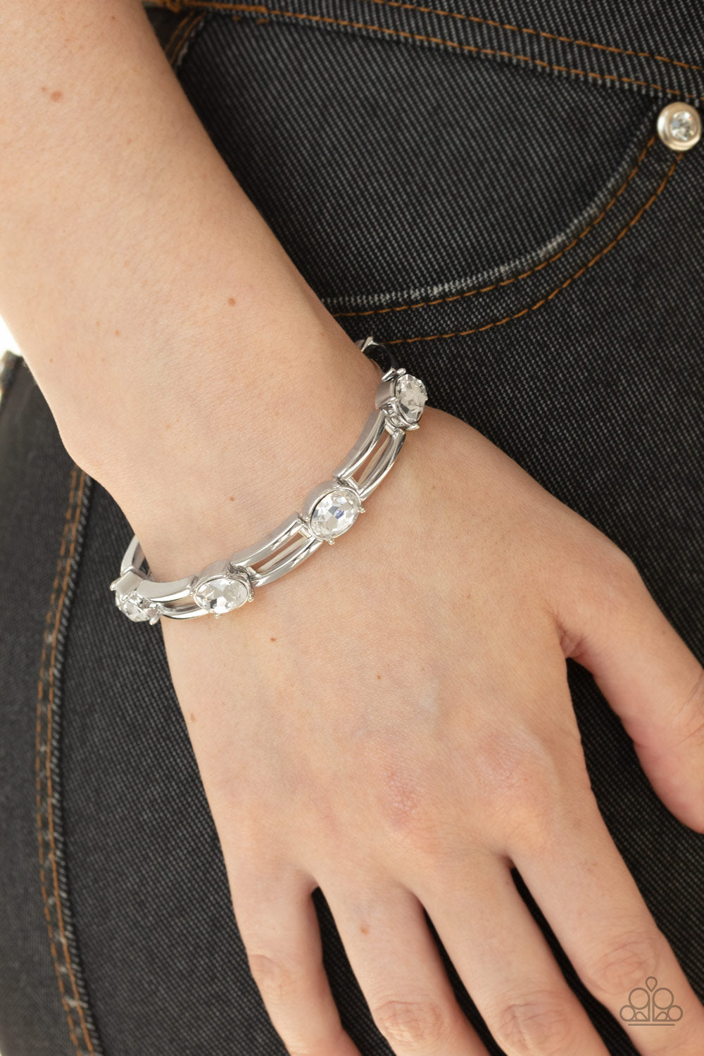 Flash or Credit Silver Rhinestone Bracelet