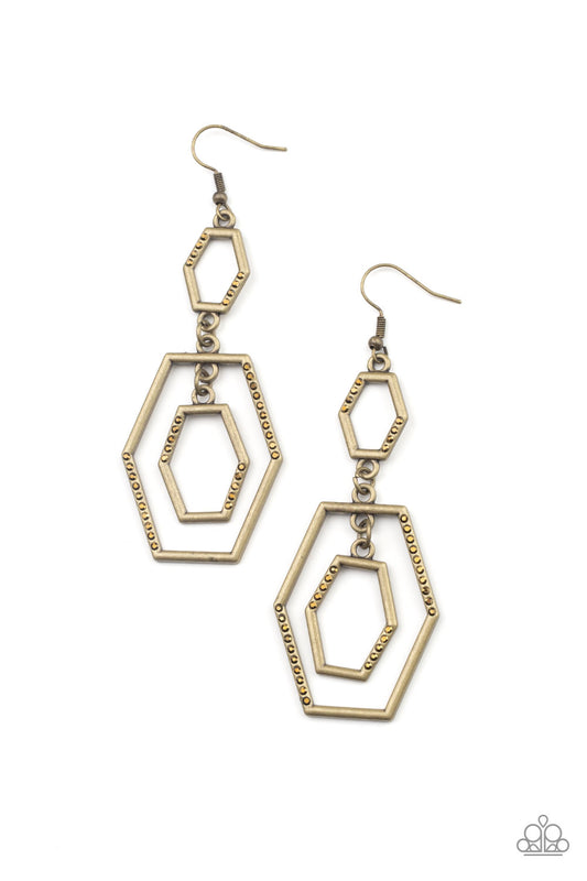 Geometric Maven Brass Earrings