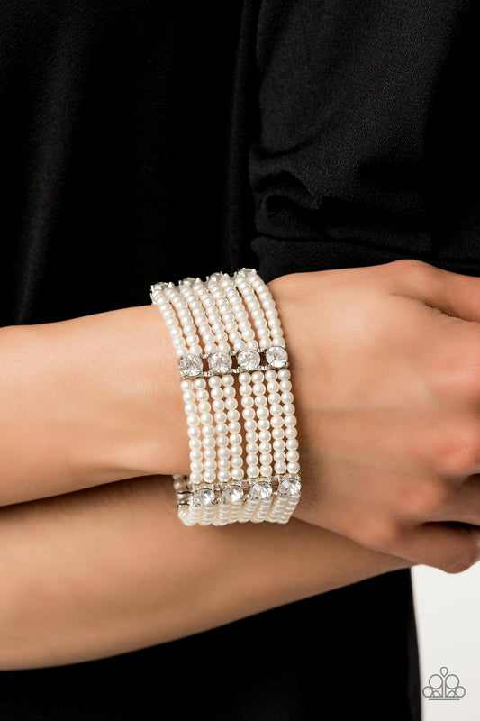 Get In Line White Pearl Bracelet