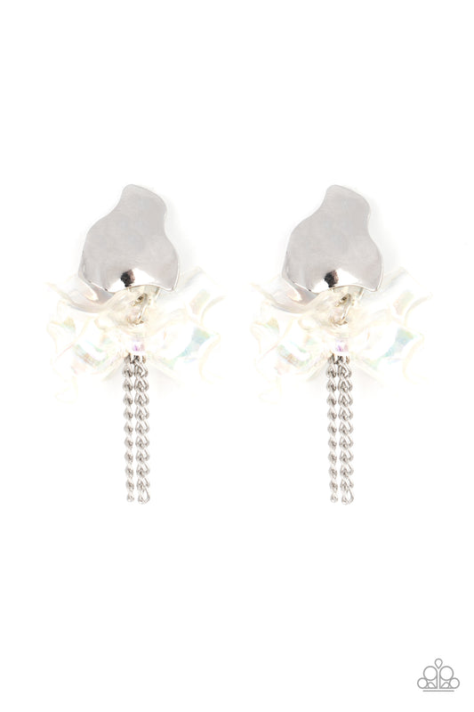 Harmonically Holographic Silver Multi Iridescent Post Earrings