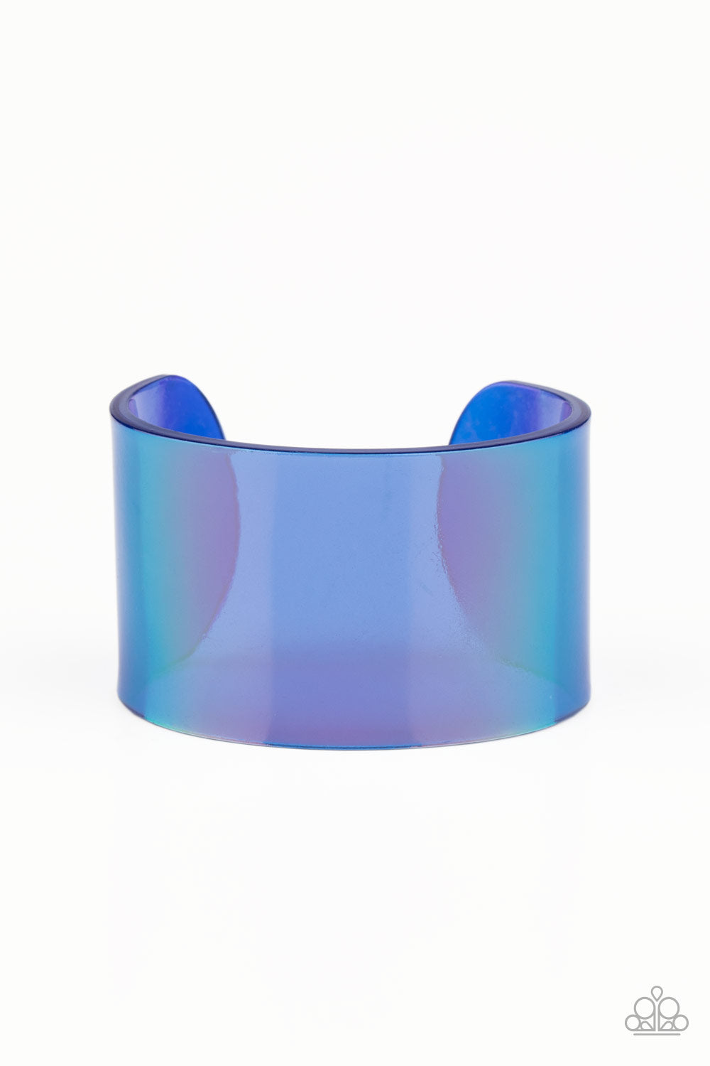 Holographic Aura Blue Acrylic Cuff Bracelet