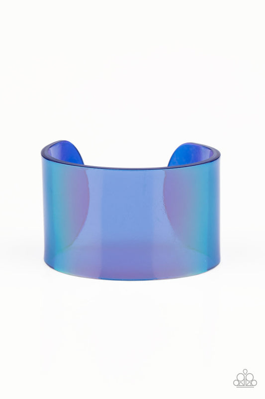 Holographic Aura Blue Acrylic Cuff Bracelet