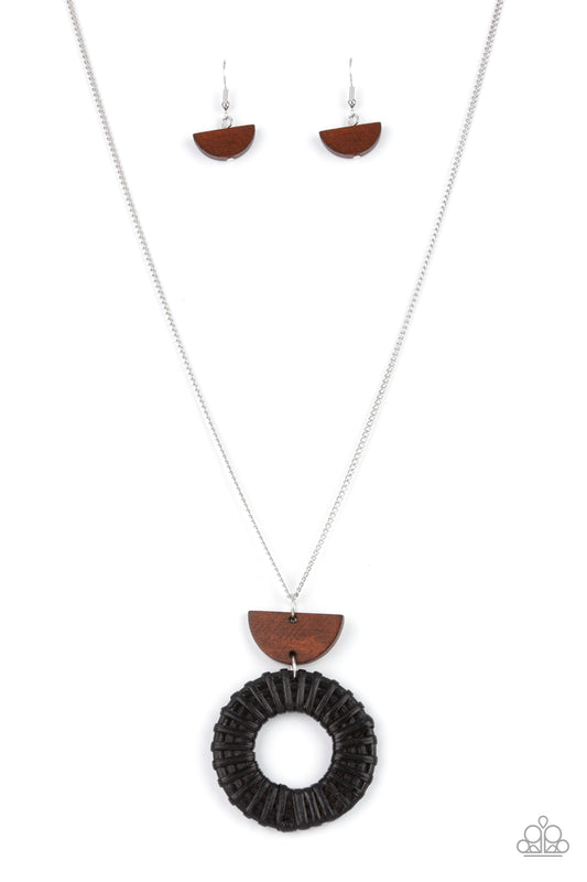 Homespun Stylist Long Black Wood Necklace