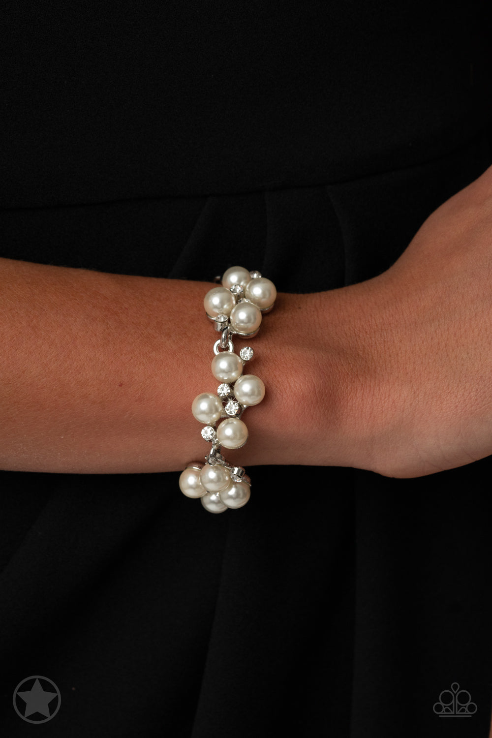 I Do White Pearl Rhinestone Bracelet (Blockbuster)