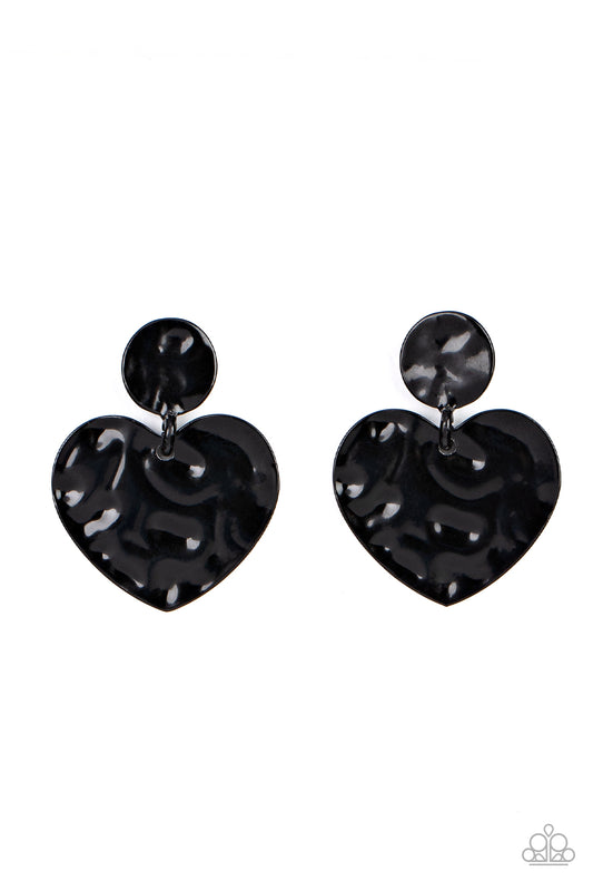 Just A Little Crush Black Heart Post Earrings