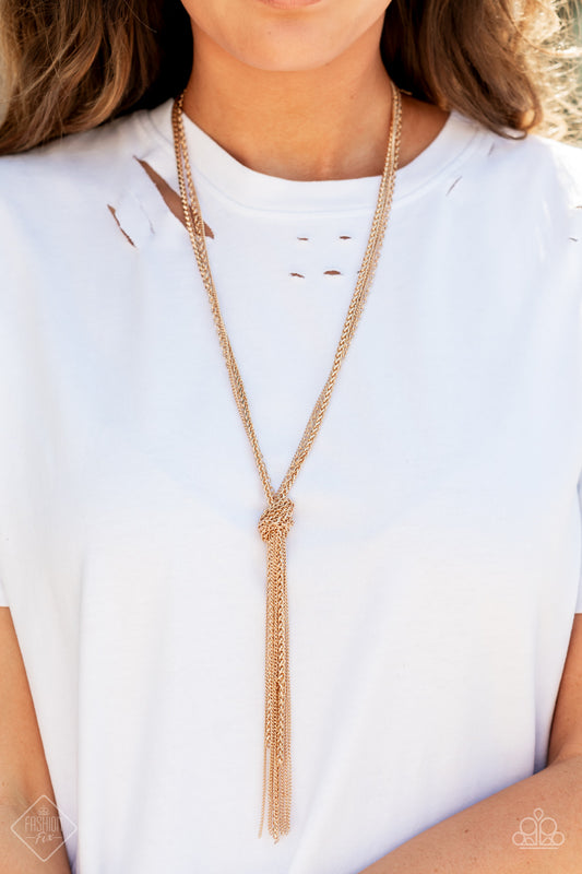 Knot All There Long Gold Fashion Fix Necklace