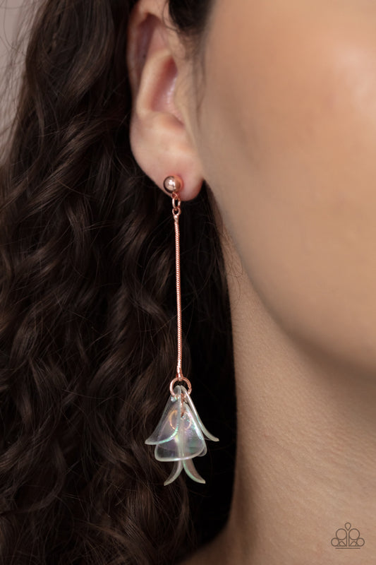 Keep Them in Suspense Copper Iridescent Earrings