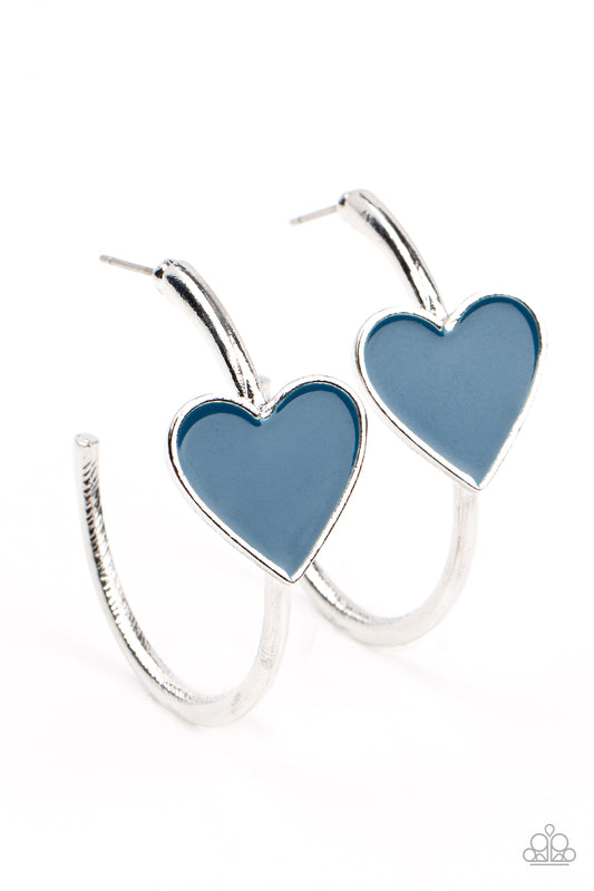 Kiss Up Blue Hoop Earrings