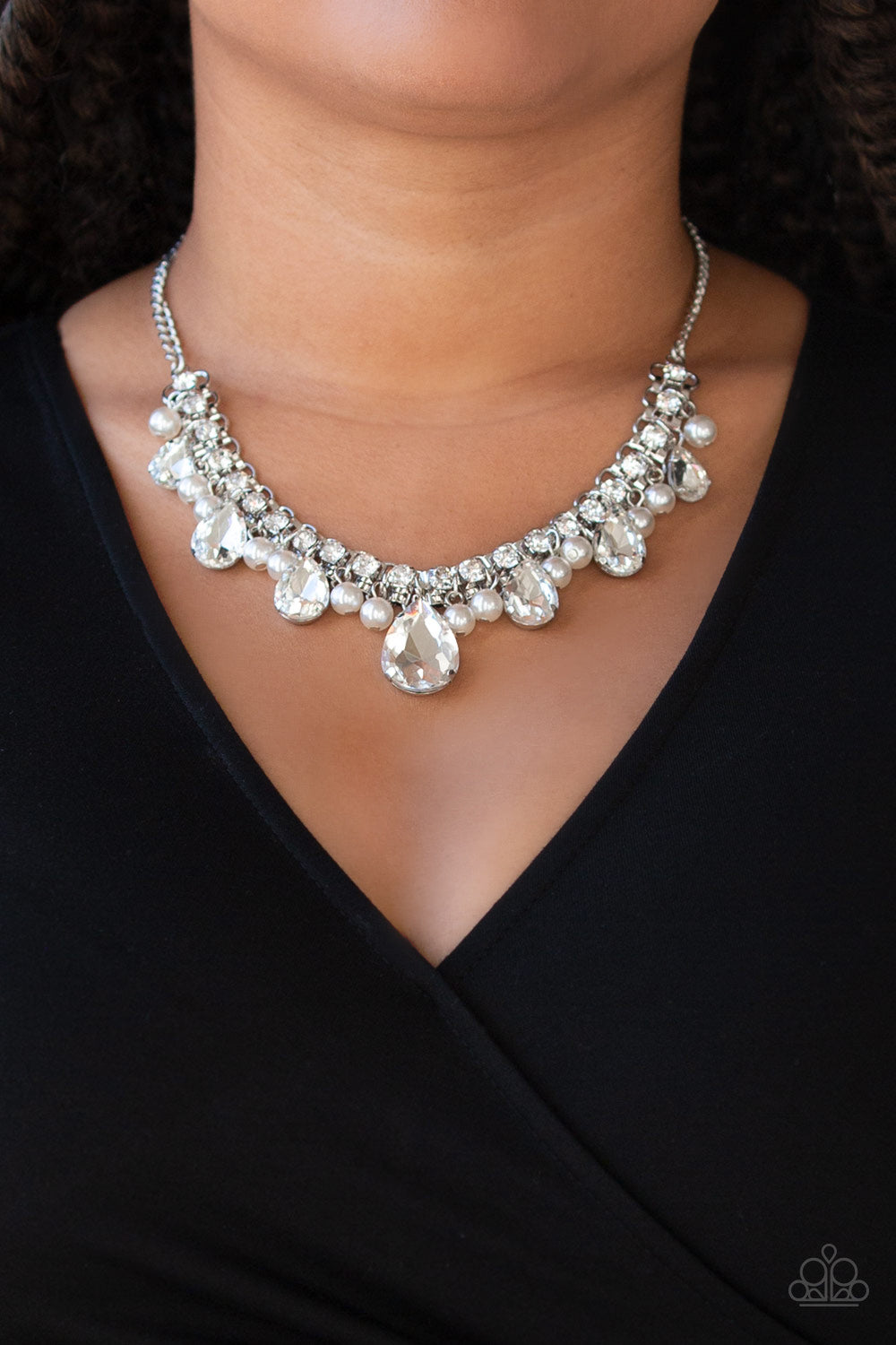 Knockout Queen Silver Rhinestone Necklace