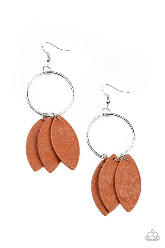 Leafy Laguna Brown Earrings