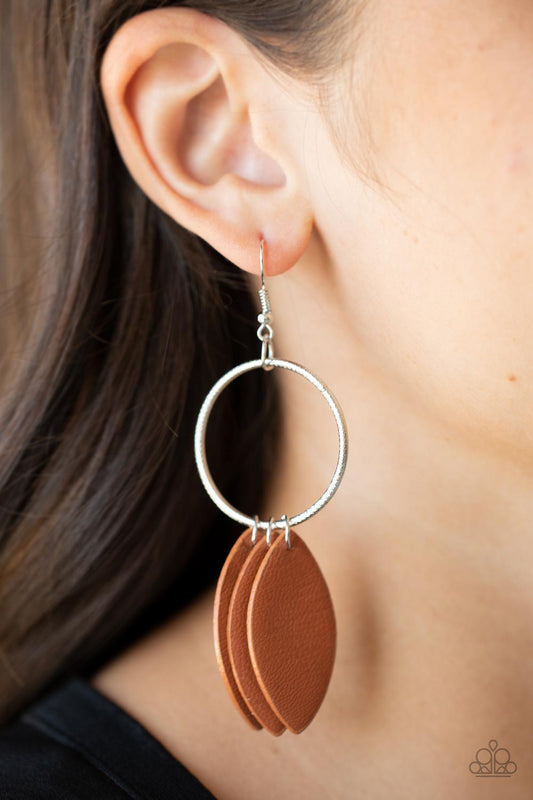 Leafy Laguna Brown Earrings