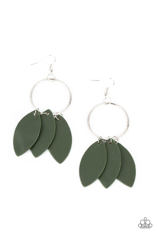 Leafy Laguna Olive Green Earrings