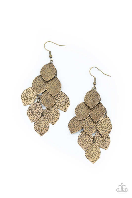 Loud and Leafy Brass Earrings