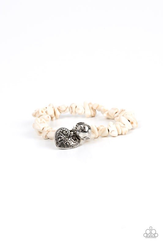 Love You to Pieces White Heart Bracelet