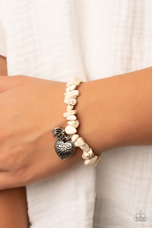 Love You to Pieces White Heart Bracelet