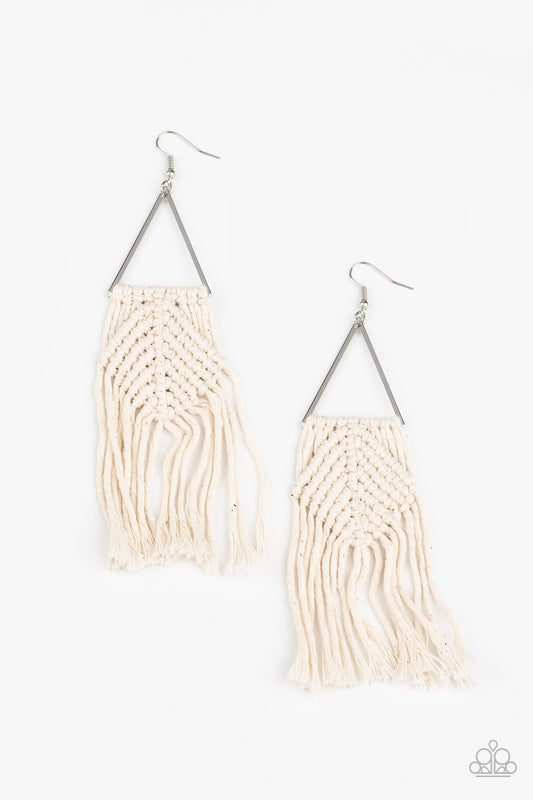 Macrame Jungle White Earrings