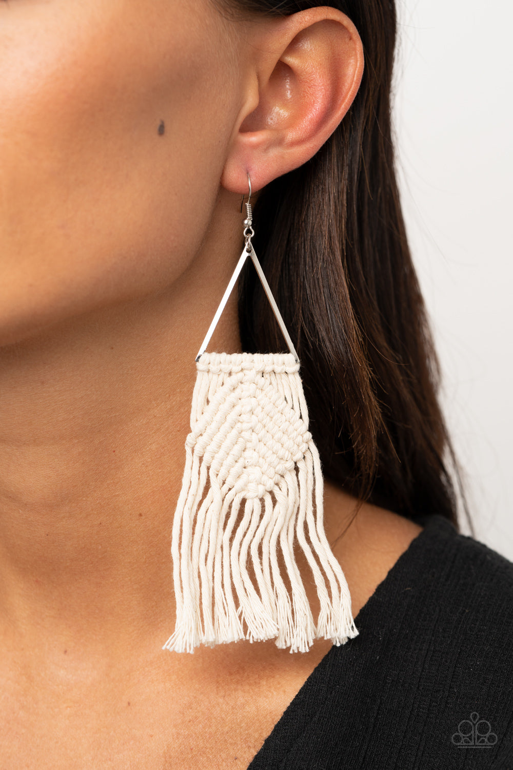 Macrame Jungle White Earrings