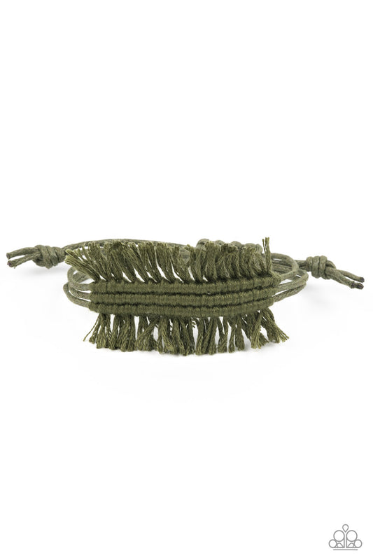 Make Yourself at Homespun Green Fringe Bracelet