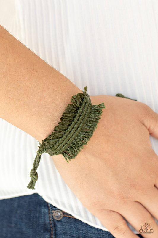 Make Yourself at Homespun Green Fringe Bracelet