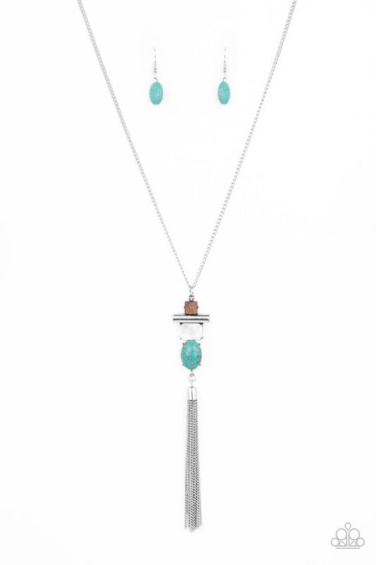 Natural Novice Long Blue Necklace