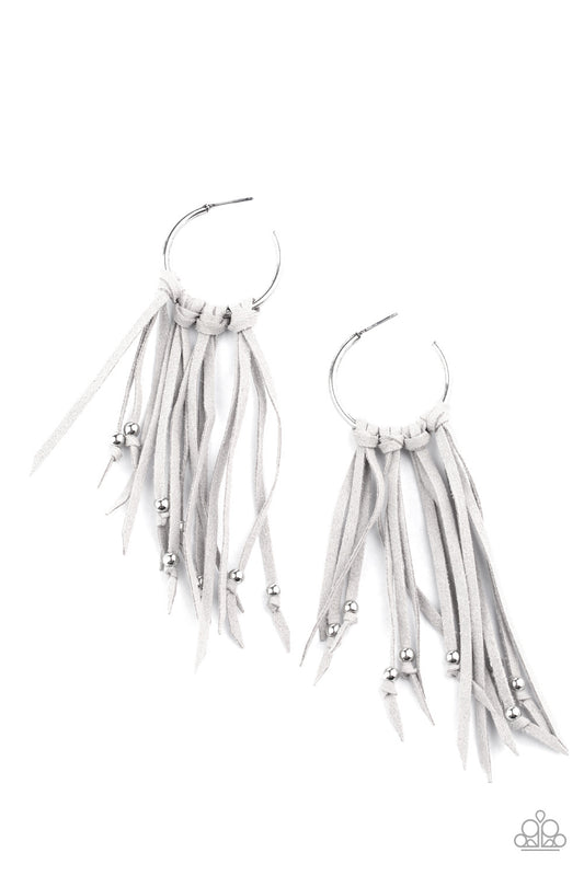 No Place Like Homespun Silver Tassel Earrings