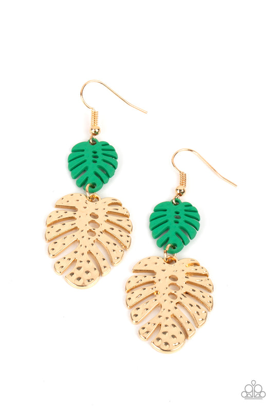 Palm Tree Cabana Green Earrings