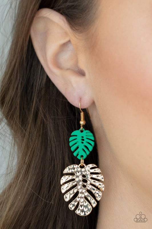 Palm Tree Cabana Green Earrings