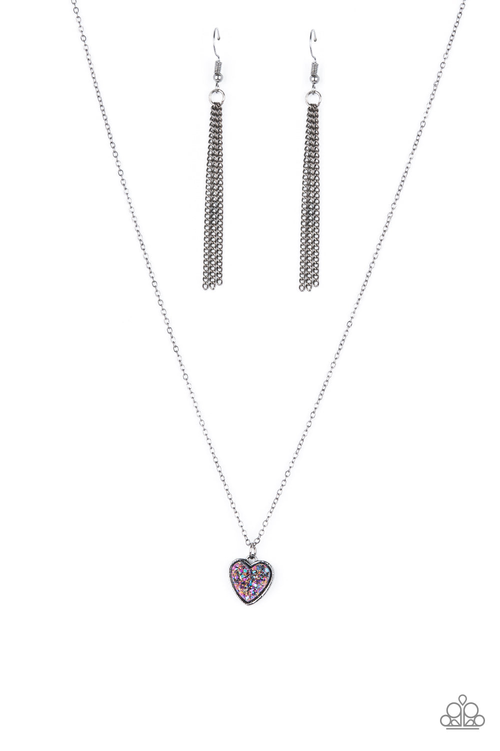 Pitter Patter Goes My Heart Purple Multi Necklace