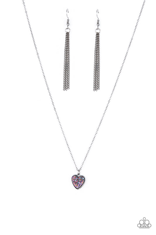 Pitter Patter Goes My Heart Purple Multi Necklace